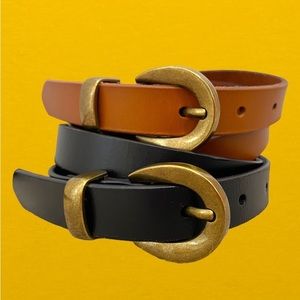 Set of 2 Madewell Chunky Buckle Skinny Leather Belts - MD350